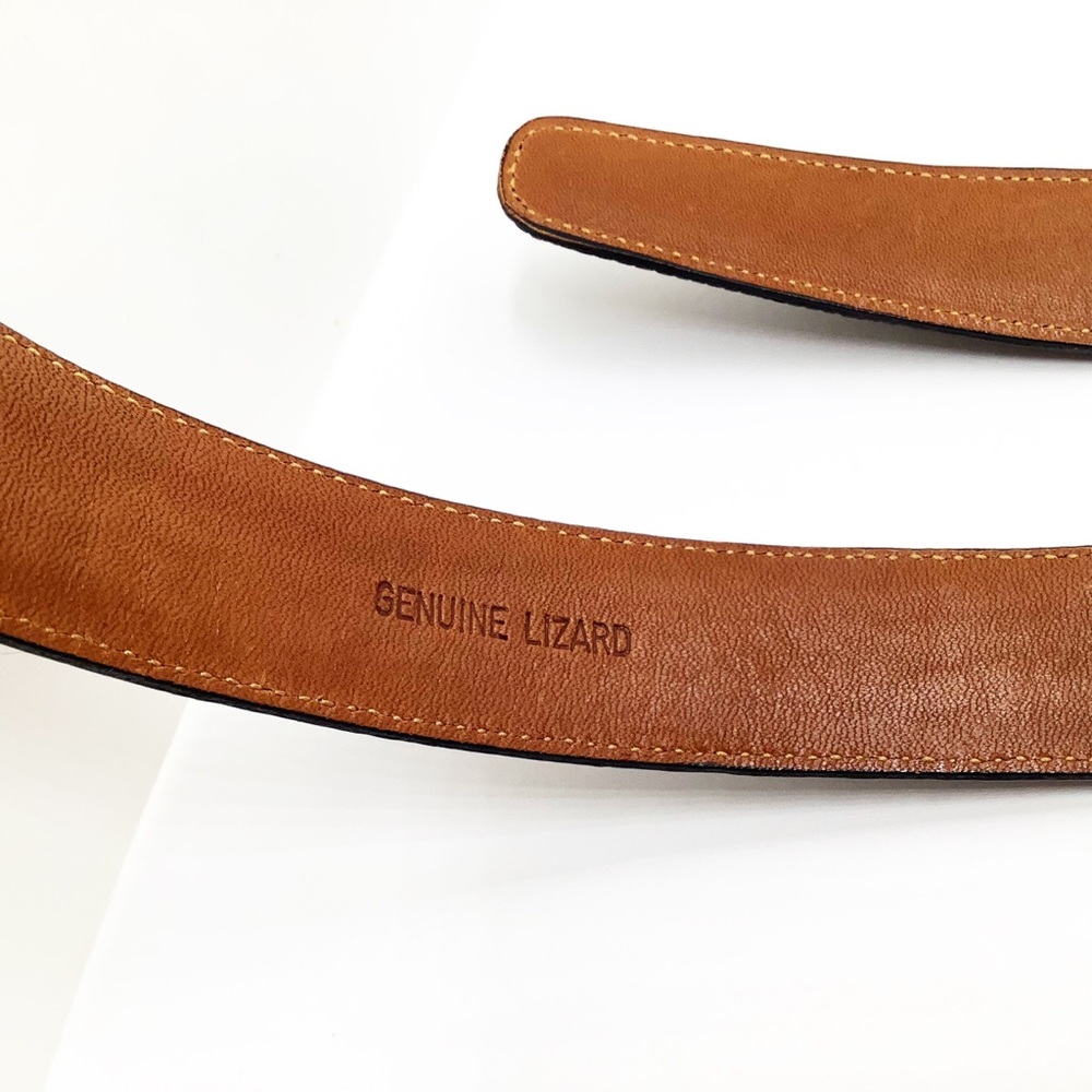{Paul Stuart} Brown Lizard Leather Belt - Picture 3 of 5